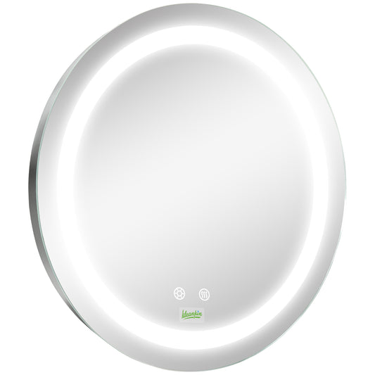 Round Bathroom Mirror with Adjustable LED Light and Anti-Fog Function, Ø50cm