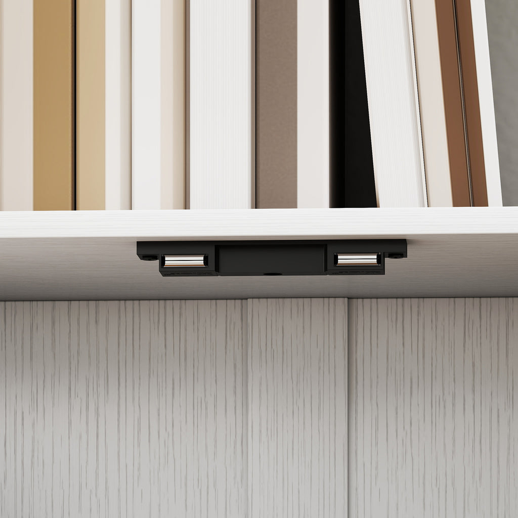 Modern Bookcase with 5 Shelves and 2-Door Wooden Cabinet, 60x23.8x179.2 cm, White