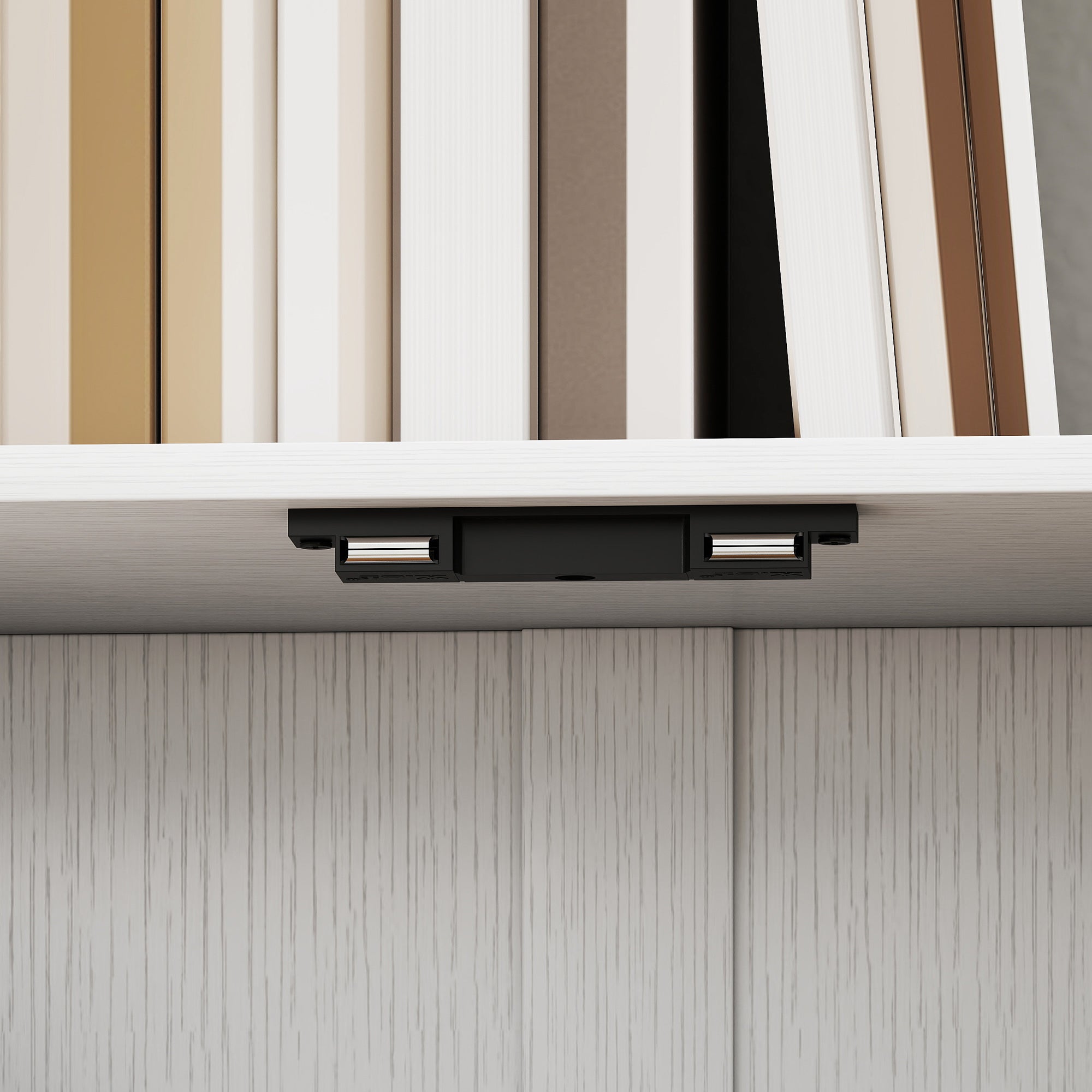 Modern Bookcase with 5 Shelves and 2-Door Wooden Cabinet, 60x23.8x179.2 cm, White