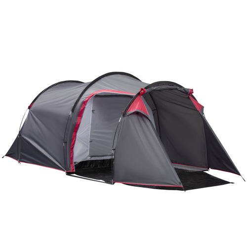 Outsunny camping curtain 2 seats with vestibule and doors with zipper, 426x206x154cm gray - Borgè