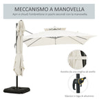 Double Cantilever Umbrella with Crank, Cross Base and Weights, 268x268x265 cm, Beige