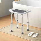 HOMCOM Shower Stool in Aluminum Alloy and Non-Slip Plastic, 6-Level Adjustable Height 39-52cm, Grey