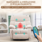 Recliner Chair with Footrest, Massage and Heating with 5 Programs and 8 Vibration Points, Beige