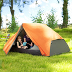 2 Person Camping Tent with 2 Vestibules, 2 Doors, 2 Windows and Carry Bag, 2.8x2.25x1.1 cm, Orange