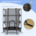 Children's Trampoline Ø1.6x1.9 m with Safety Net and Padded Poles, Ages 3-10 Years, Black