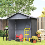 Garden Shed 1.1x2m with Roll-Up Door, Garage Tent for Bikes and Motorcycles, Dark Grey