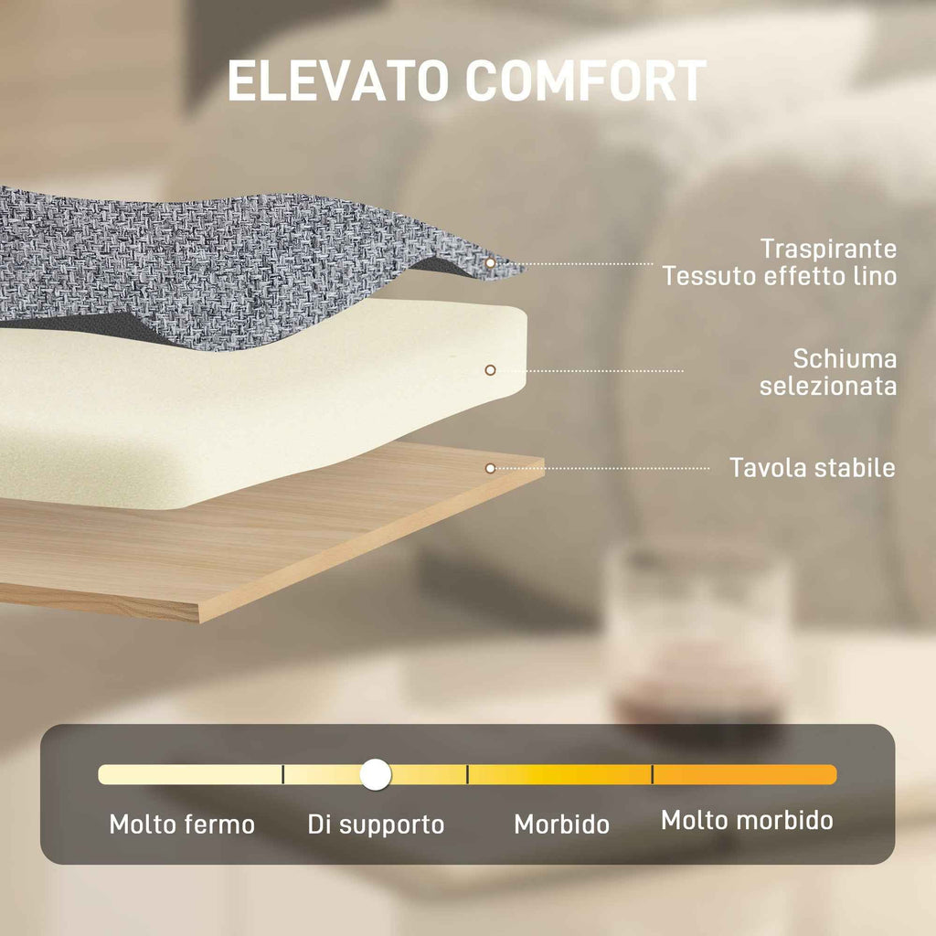 Swivel Living Room Chair in Linen-Effect Fabric and Metal, 63x75x92-102 cm, Light Grey