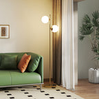 Floor Lamp with 2 Lights and Sphere Lampshades, Foot Switch and E27 Socket, Ø28x165 cm, Gold