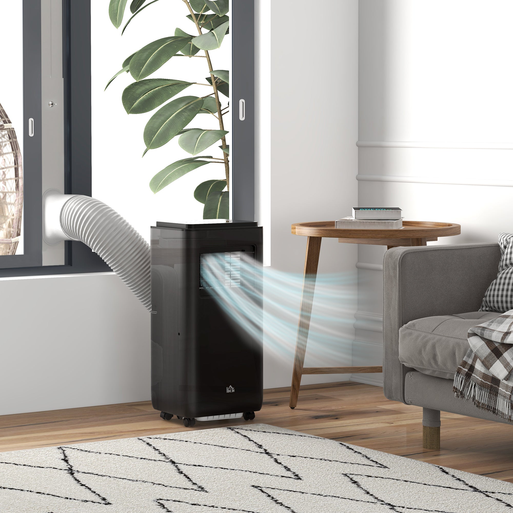HOMCOM Portable Air Conditioner 950W with 5 Modes and 3 Speeds, in ABS Plastic and Steel, 33x28x70.4 cm, Black - Borgè