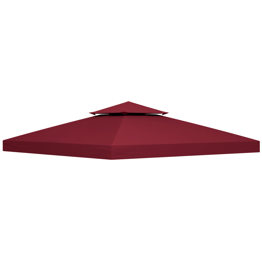 Outsunny Replacement Roof for 3x3m 2-Tier UV-Resistant Polyester Gazebo with Air Vent, Red