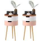 Set of 2 3-Tier Coffee Tables with 2 Storage Compartments and Tray Top, Multi-Colour