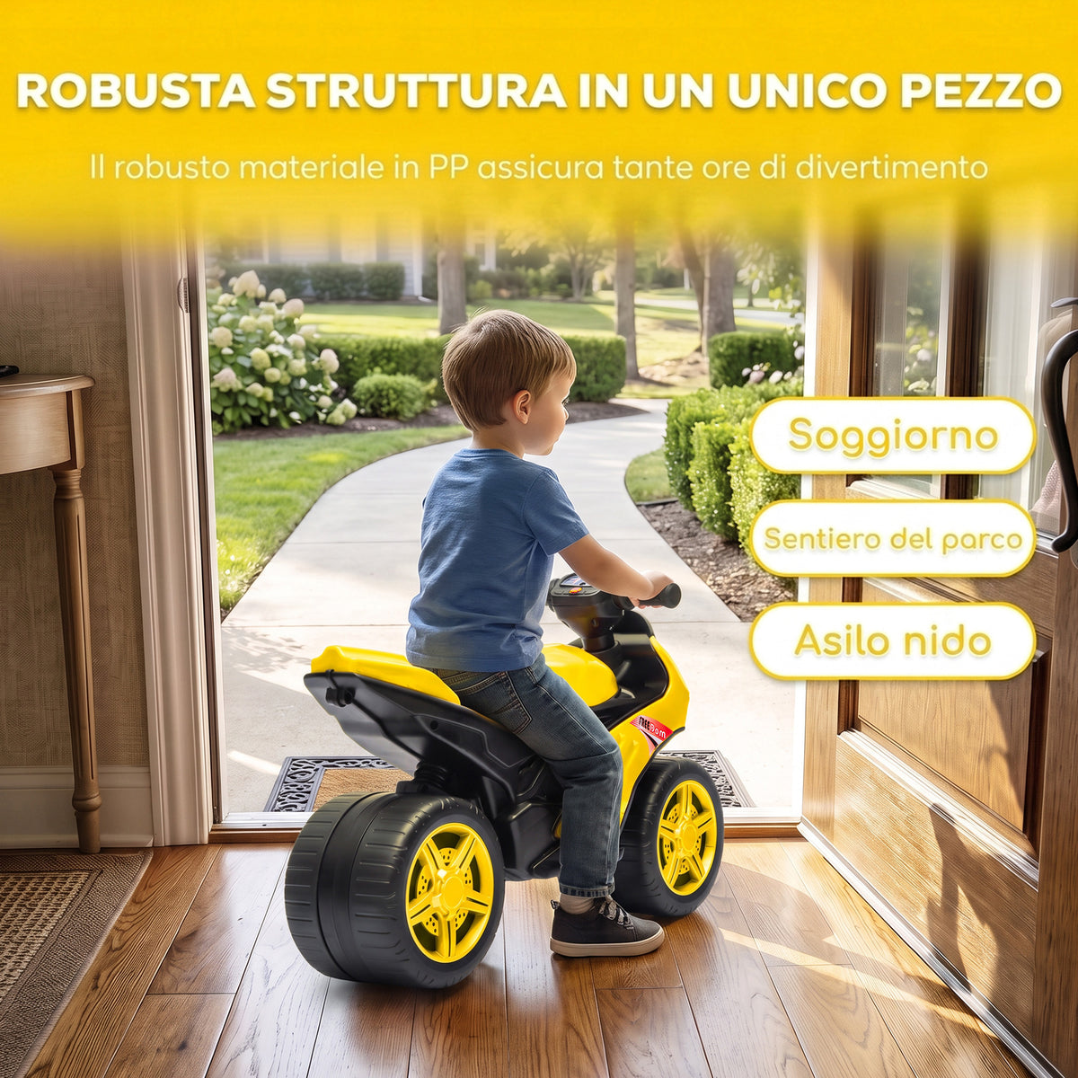AIYAPLAY Kids Balance Bike with Music, Ages 18 Months - 3 Years, Yellow