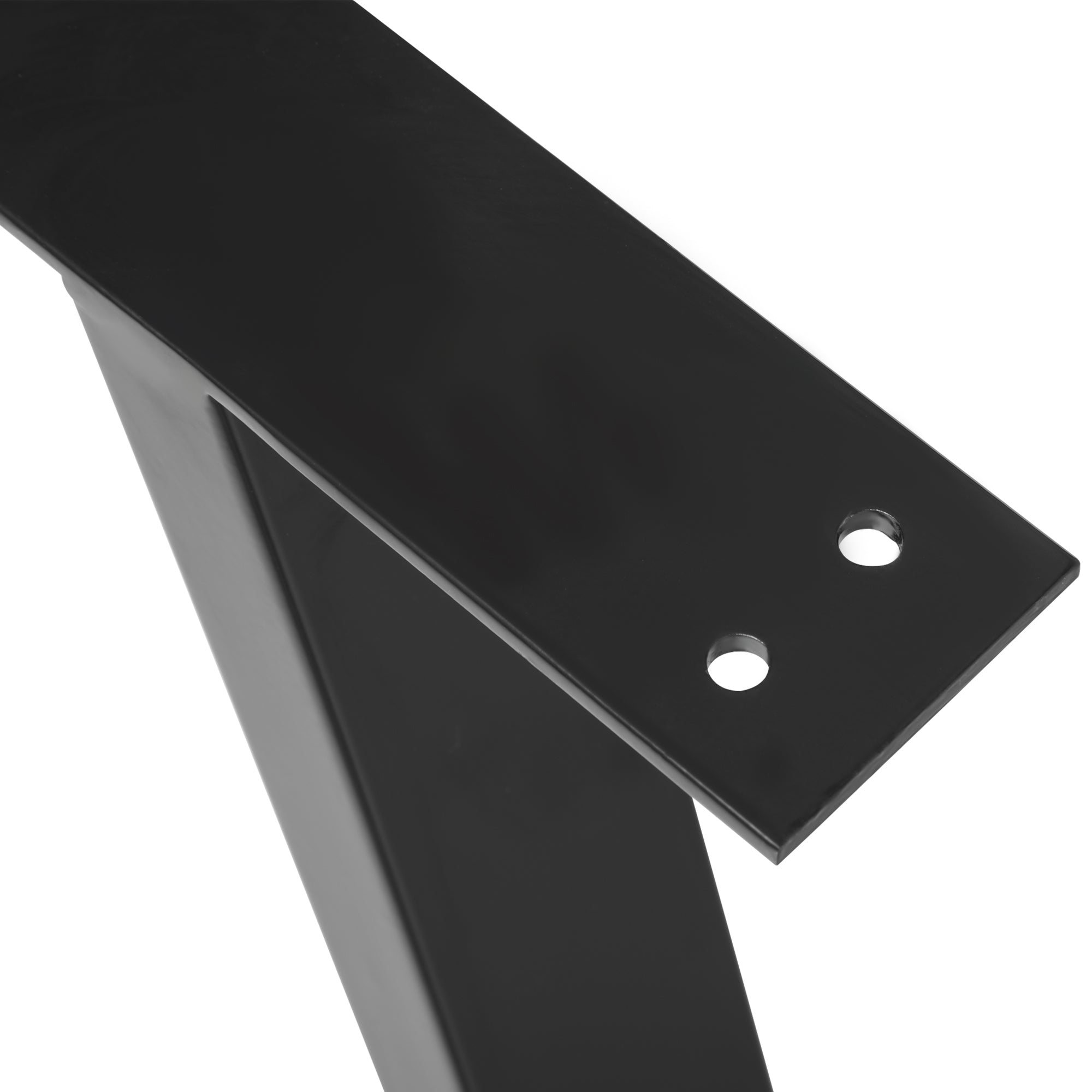 Set of 2 Trapezoidal Steel Table Legs with 6 Holes and 12 Screws, 70x5x72 cm, Black