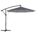 Outsunny 3m Cantilever Umbrella with Solar LED Lights, Garden Umbrella, Grey