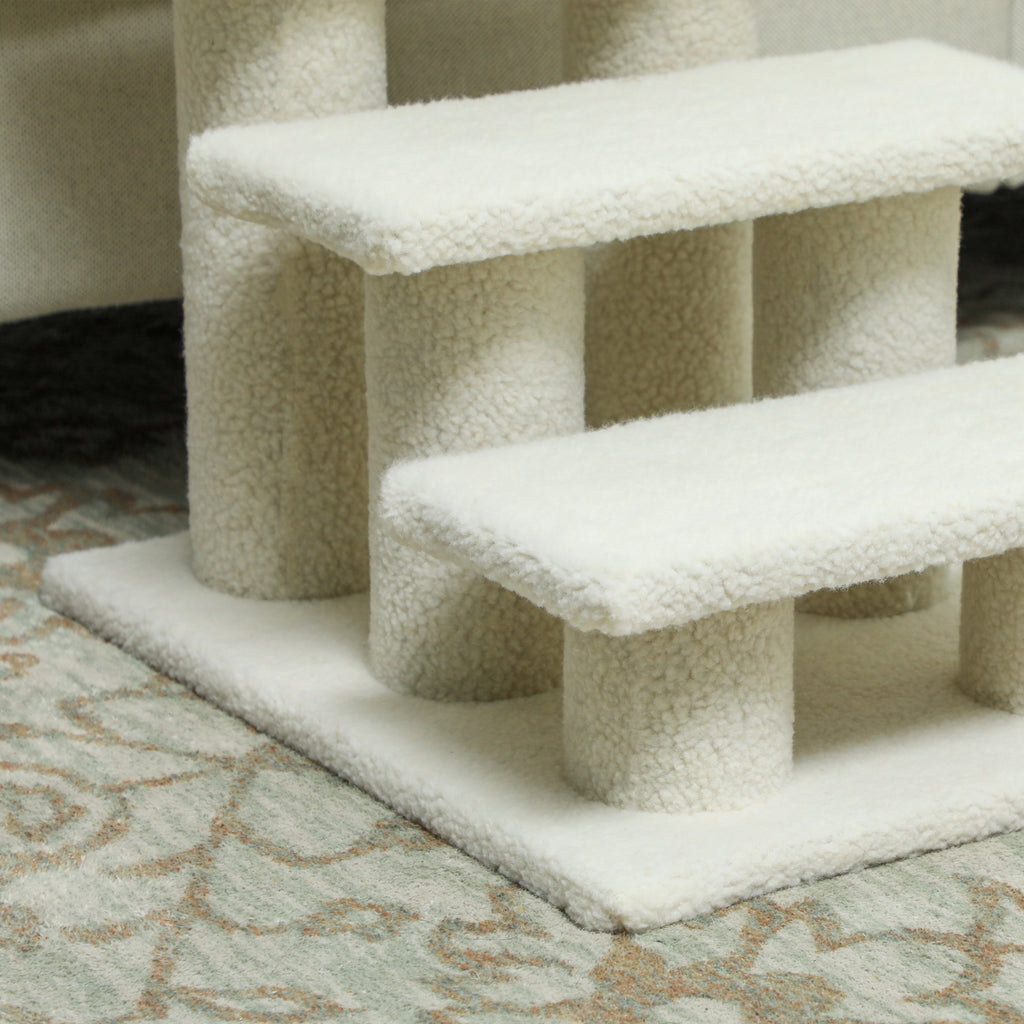 PawHut 3-Step Plush Dog and Cat Ladder, 45x35x34 cm, Beige