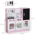 Wooden Toy Kitchen for Kids Ages 3-8 with Stove, Microwave, Sink, and Accessories, Pink