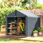 Outsunny Garage Tent with Reinforced Waterproof Cover and Zip Entrance, Galvanized Steel, 162x221.5x163 cm, Grey