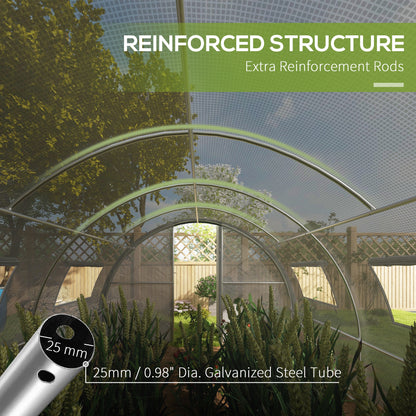 Outsunny Tunnel Greenhouse 6x3 m with 2 Entrances and 8 Windows, in PE, Polyester and Galvanized Steel, White and Green - Borgè