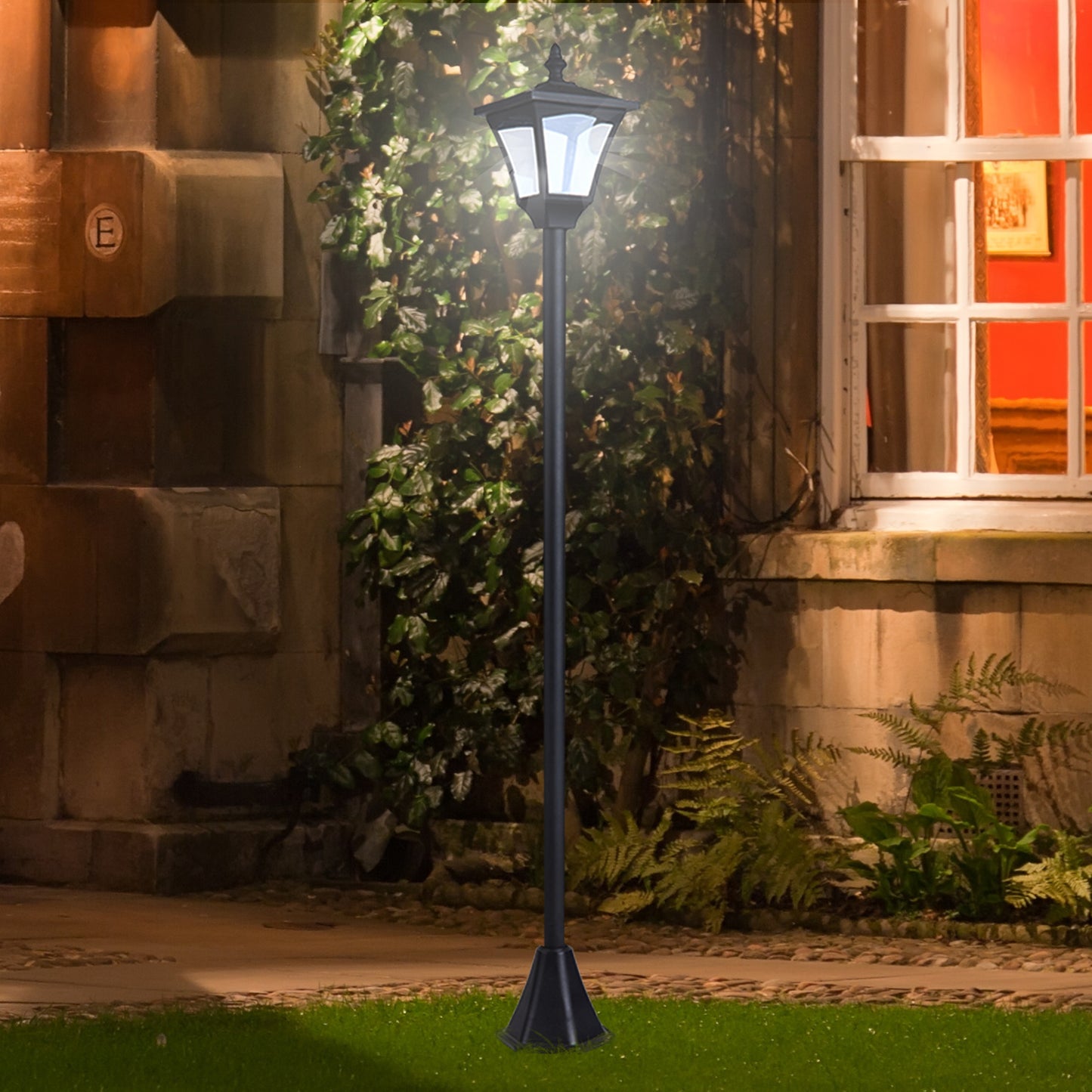 Garden Lamp Outdoor LED Solar Powered Floor Lamp Waterproof IP44, 15x15x120 cm, Black - Borgè