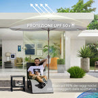 Outsunny 3x2m Rectangular Umbrella Cover with Top Vent, 180g/m² Polyester, Light Grey