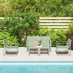 5 Piece Slatted Garden Set with Sofa, 2 Armchairs and 2 Coffee Tables in Green Polypropylene