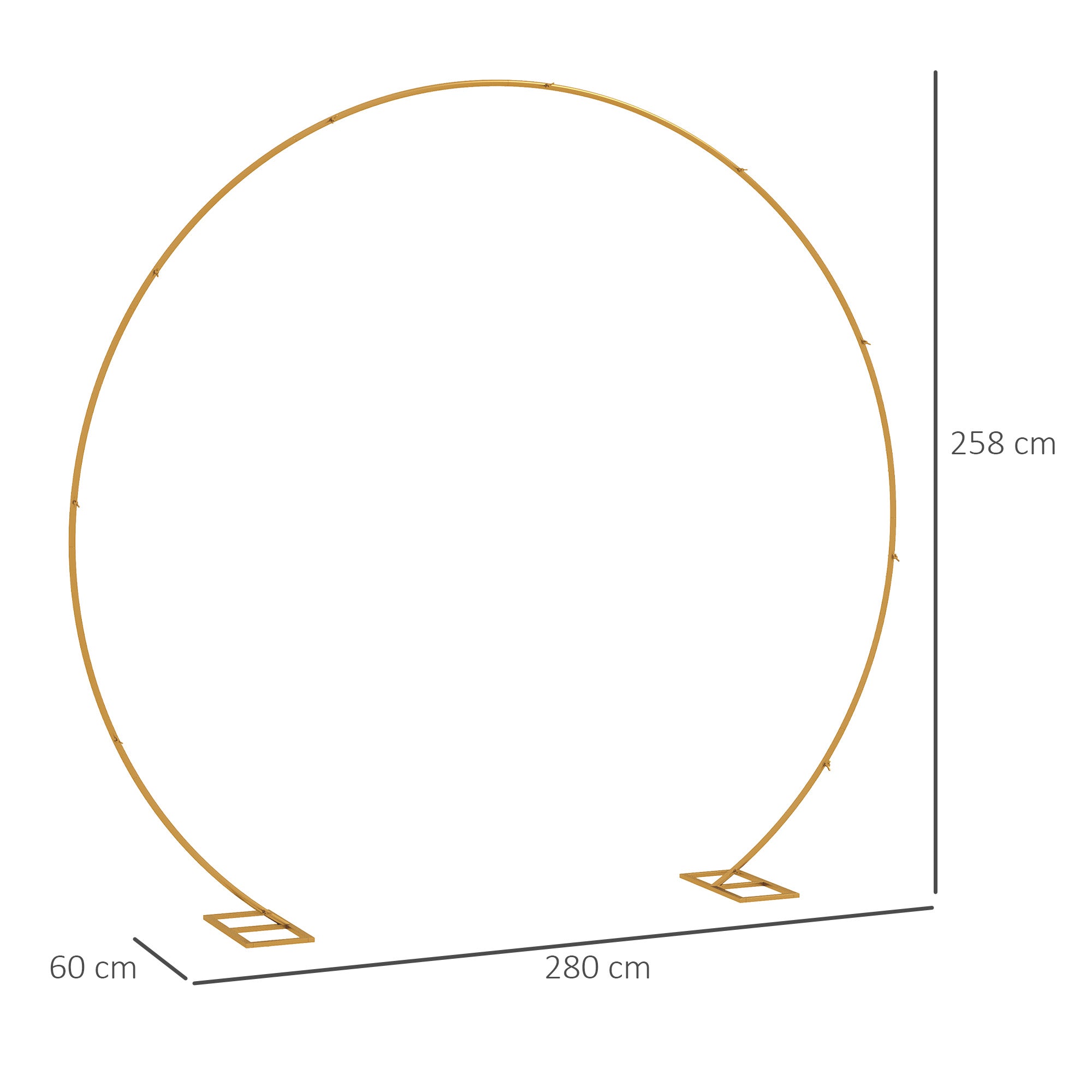 Outsunny Steel Garden Arch, Wedding Arch for Balloons and Climbing Plants for Ceremonies, Birthdays and Events, Gold