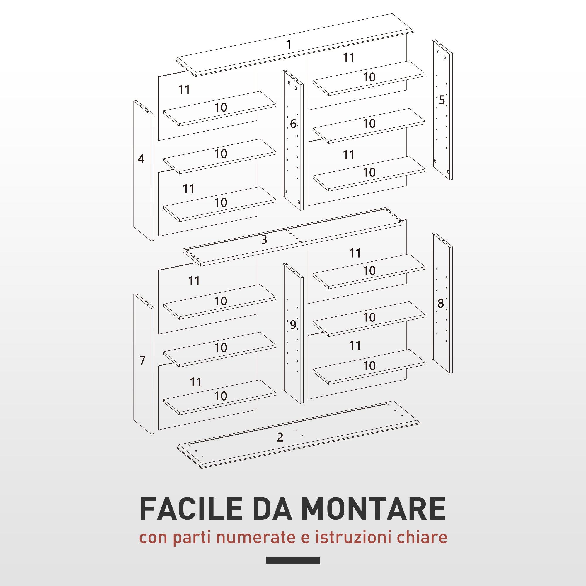 16-Tier Modern Design Wooden CD Bookcase Cabinet, 106.5x24x123.7 cm, Black