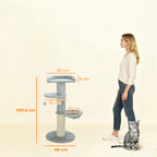 103.5cm Cat Tree with Cat Bed and Hammock, Plush Lining, Light Grey