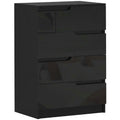 HOMCOM Modern and Minimalist 4-Drawer Wooden Chest of Drawers, 60x40x85 cm, Glossy Black