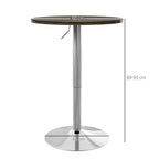 High Bar Table with Adjustable Height, Swivel Top and Steel Base, Ø60x69-91cm, Brown