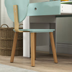 Children's Desk Set with Drawer and Chair with Bear Backrest, Ages 3-8 Years, Green