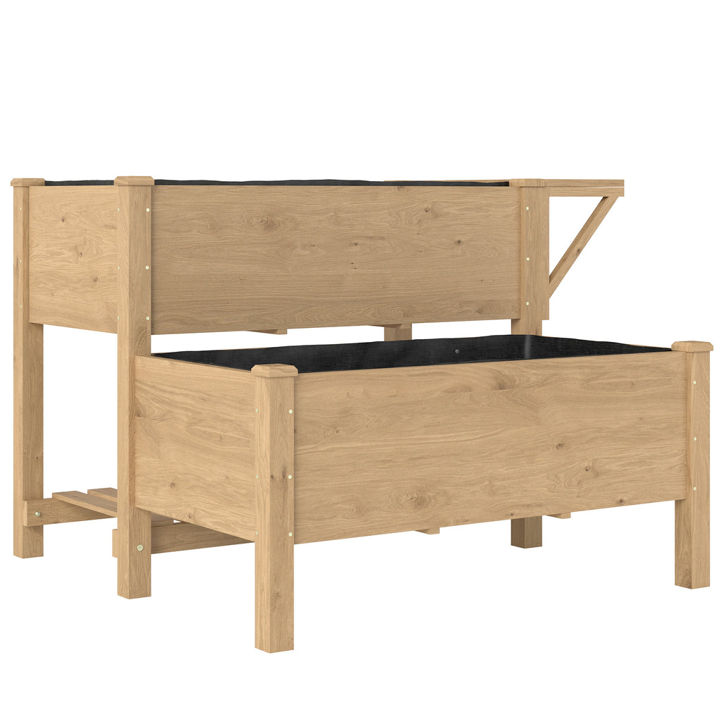 Outsunny 2-Tier Raised Garden Bed with Wooden Shelves, 119.5x102x76.5cm, Brown