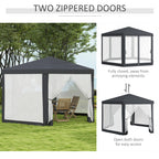 Outsunny hexagonal garden gazebo with double entrance, in metal and polyester, 3.94x3.94x2.5 m, gray - Borgè