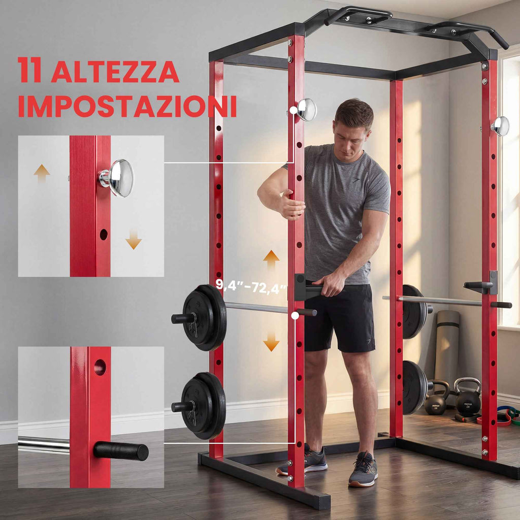 SPORTNOW Power Cage, Adjustable Rack with 460KG Capacity