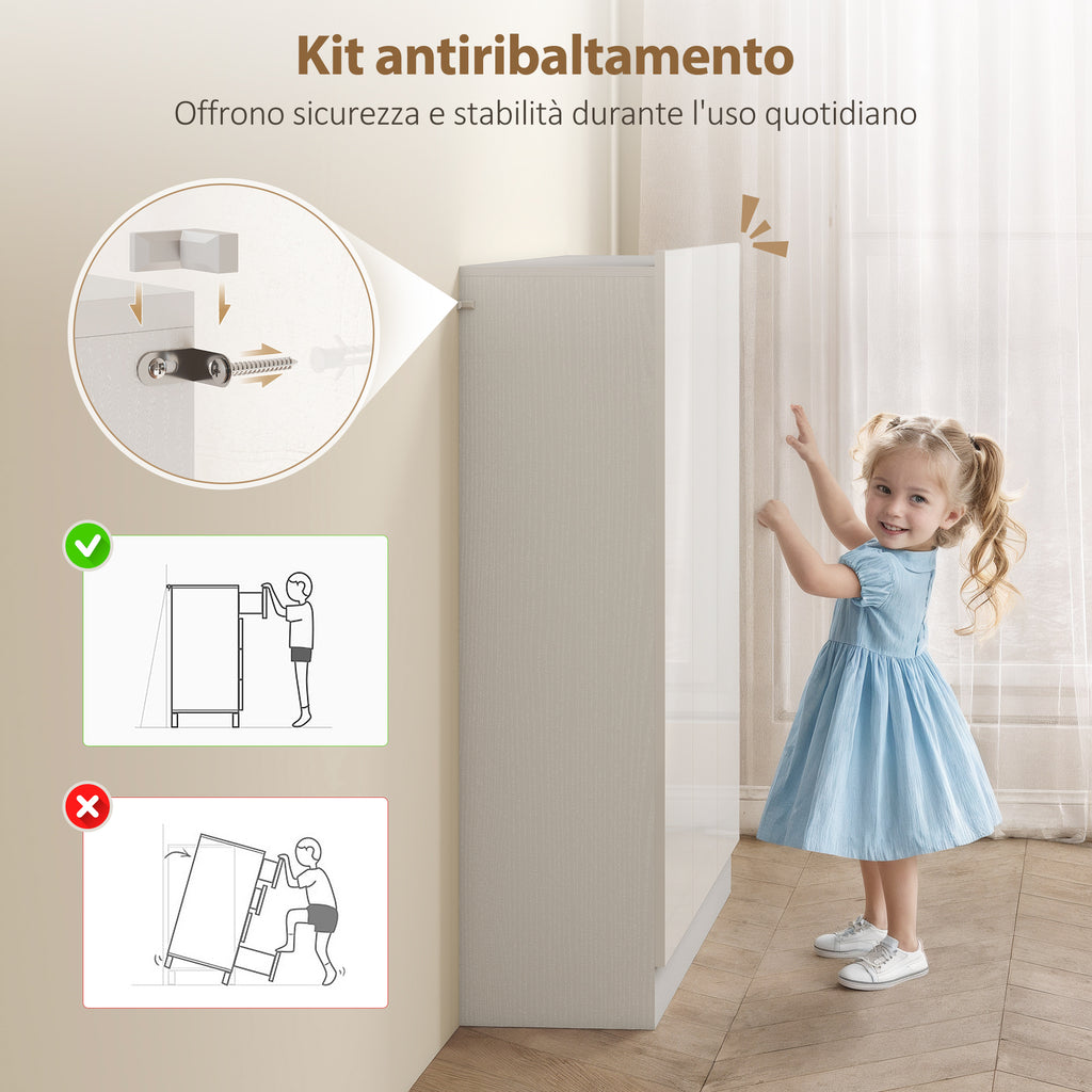 Slim Entryway Shoe Rack for 25-30 Pairs of Shoes with Soft-Close Doors, Glossy White