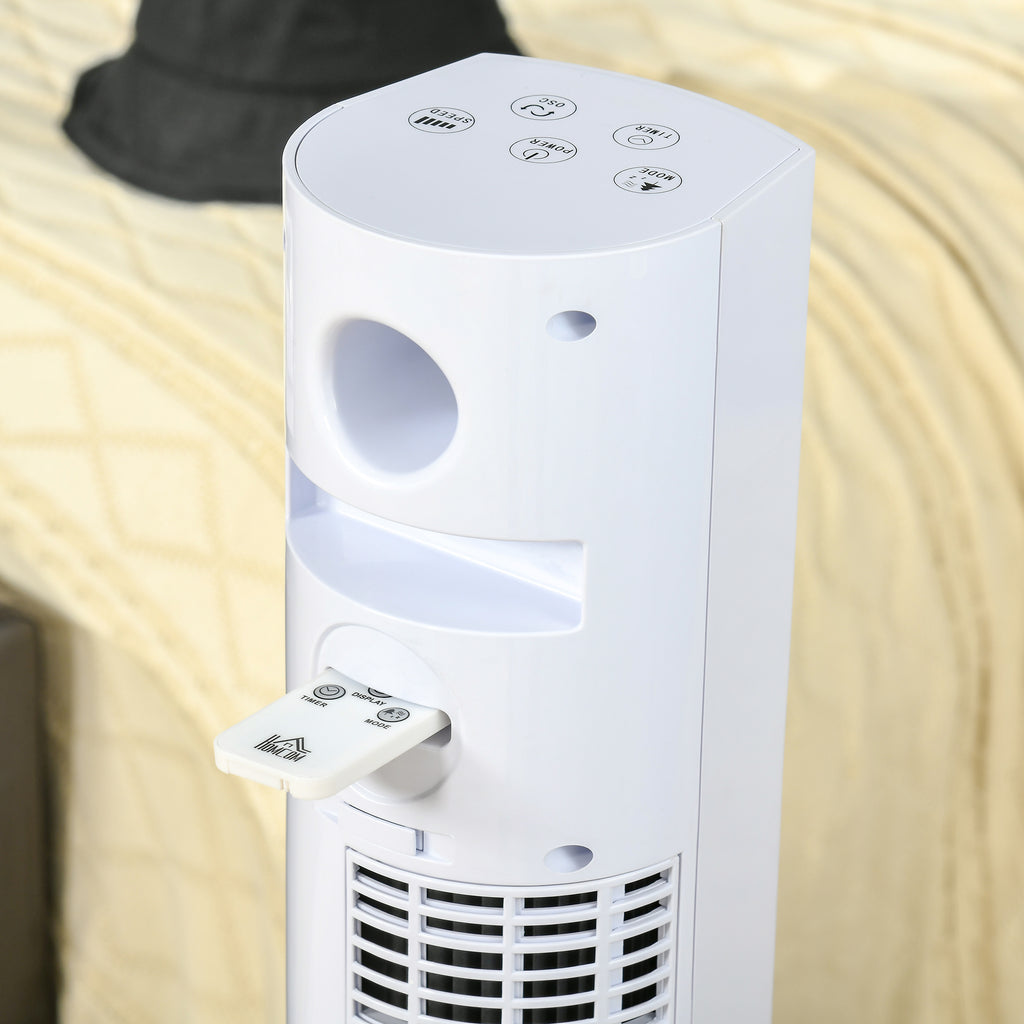 45W Tower Fan with 3 Modes and 3 Speeds with 12h Timer and Diffuser, 31.5x31.5x96 cm, White - Borgè