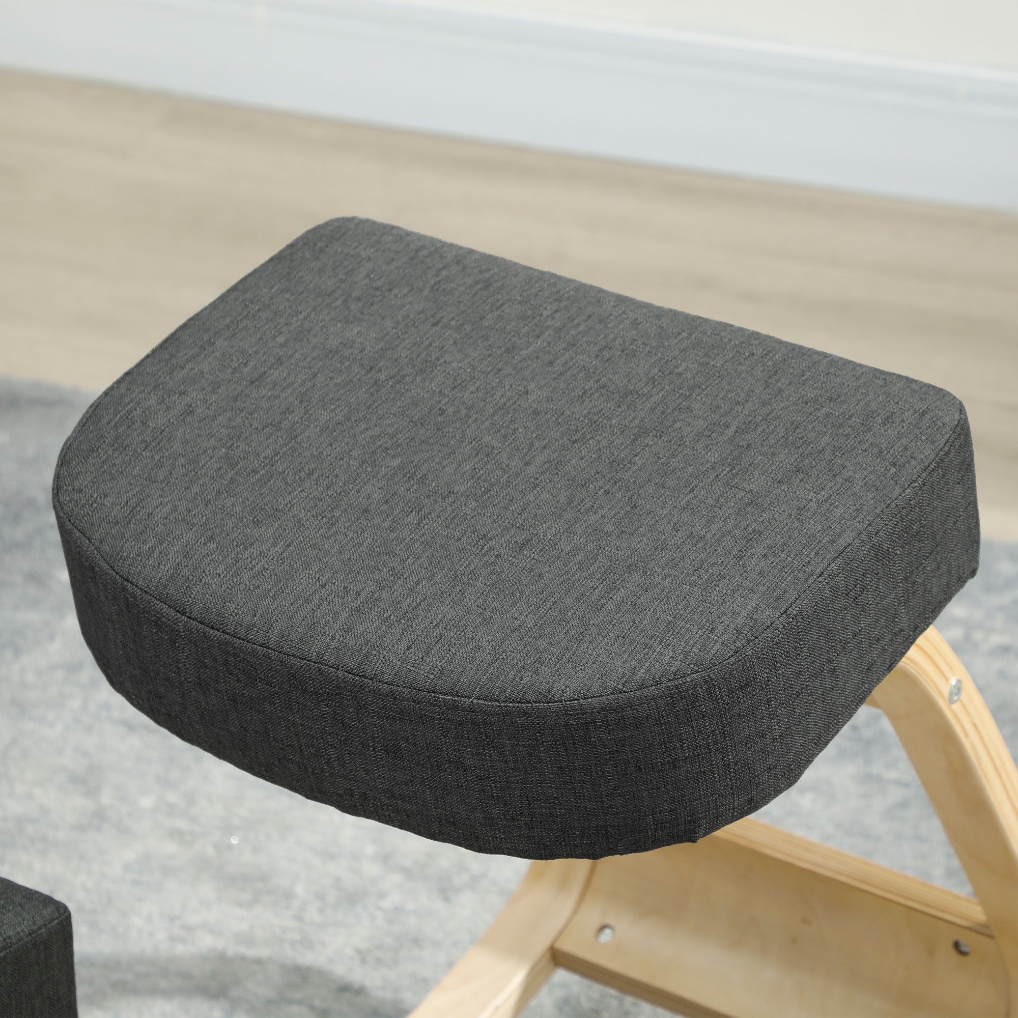Ergonomic Kneeling Chair in Birch Wood and Cushion, 51x69x58 cm, Grey