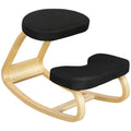 Kneeling Chair with Rocking Movement, in Linen Effect Fabric and Birch Wood, 50x73x55 cm, Black