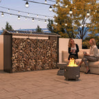 Wood Shed with Galvanized Steel Frame and Raised Base, 240x 86x160cm, Black