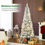 Snow-Covered Christmas Tree with 180 LED Lights, 11 Effects and 479 Branches, Ø65x180 cm, Green and White