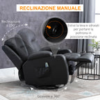 Homcom Relaxable relaxation armchair up to 150 ° in fake skin with 8 massage and heating points, black - Borgè