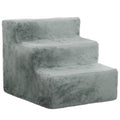 PawHut 3-Step Dog Ladder, 4.5kg Removable and Washable Velvet Step for Dogs and Cats, Light Grey