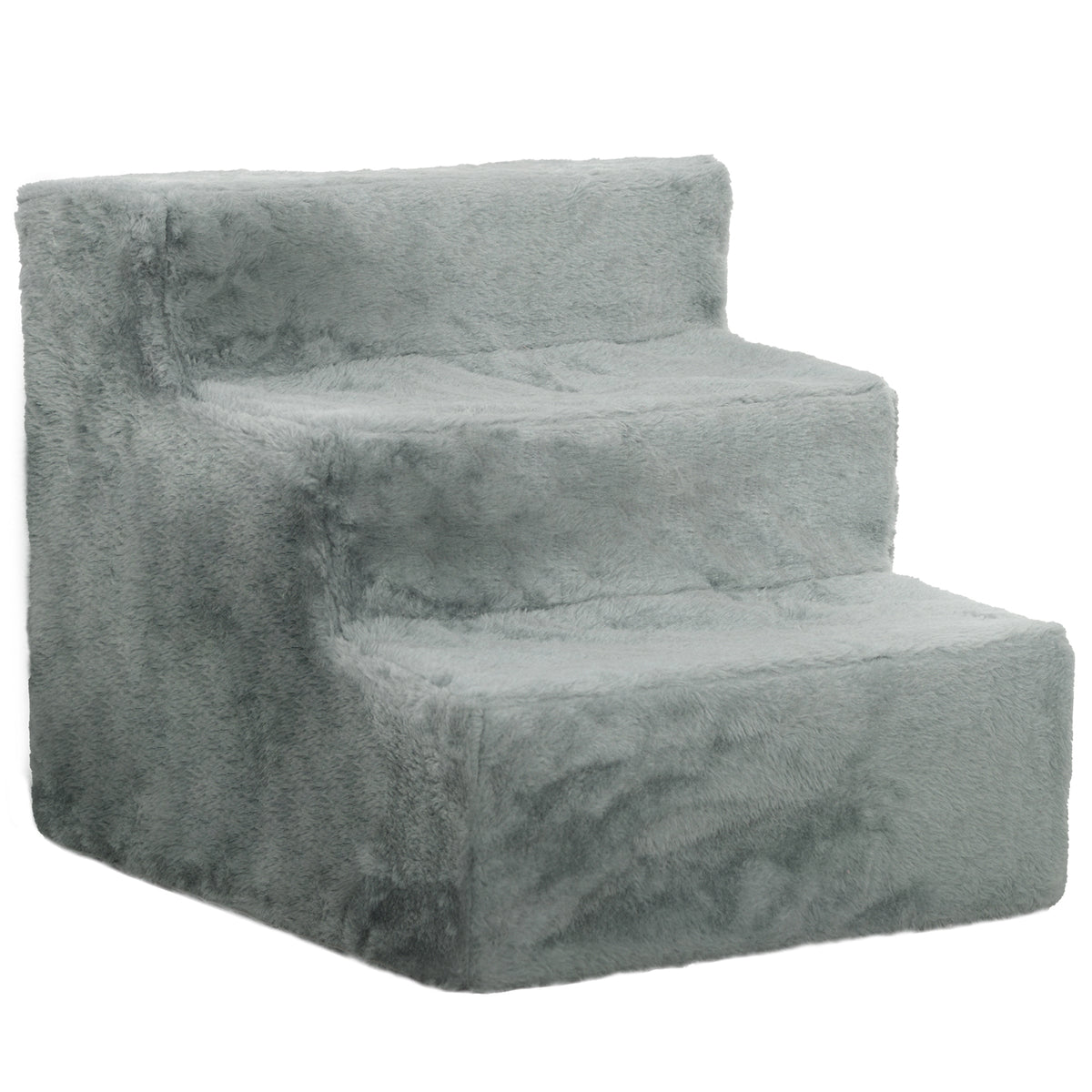 PawHut 3-Step Dog Ladder, 4.5kg Removable and Washable Velvet Step for Dogs and Cats, Light Grey