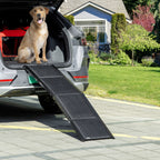 Folding Dog Ramp with Non-Slip Surface in MDF and Aluminum, 158x43.5x2.5 cm, Black