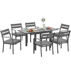 Garden Set with Extendable Table and 6 Stackable Chairs with Cushions, Grey