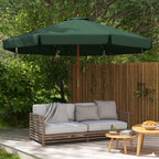 Garden Umbrella with Double Canopy, in Bamboo and Polyester, Ø325x250 cm, Green