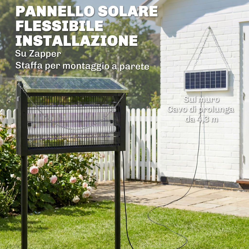 Outsunny Solar-Powered Outdoor Mosquito Lamp with Protective Net, 45x18x90 cm, Black