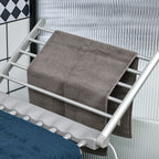 Electric Heated Drying Rack with Wings, Foldable, Space-Saving, Aluminum Alloy, 144 x 53 x 91 cm, Silver