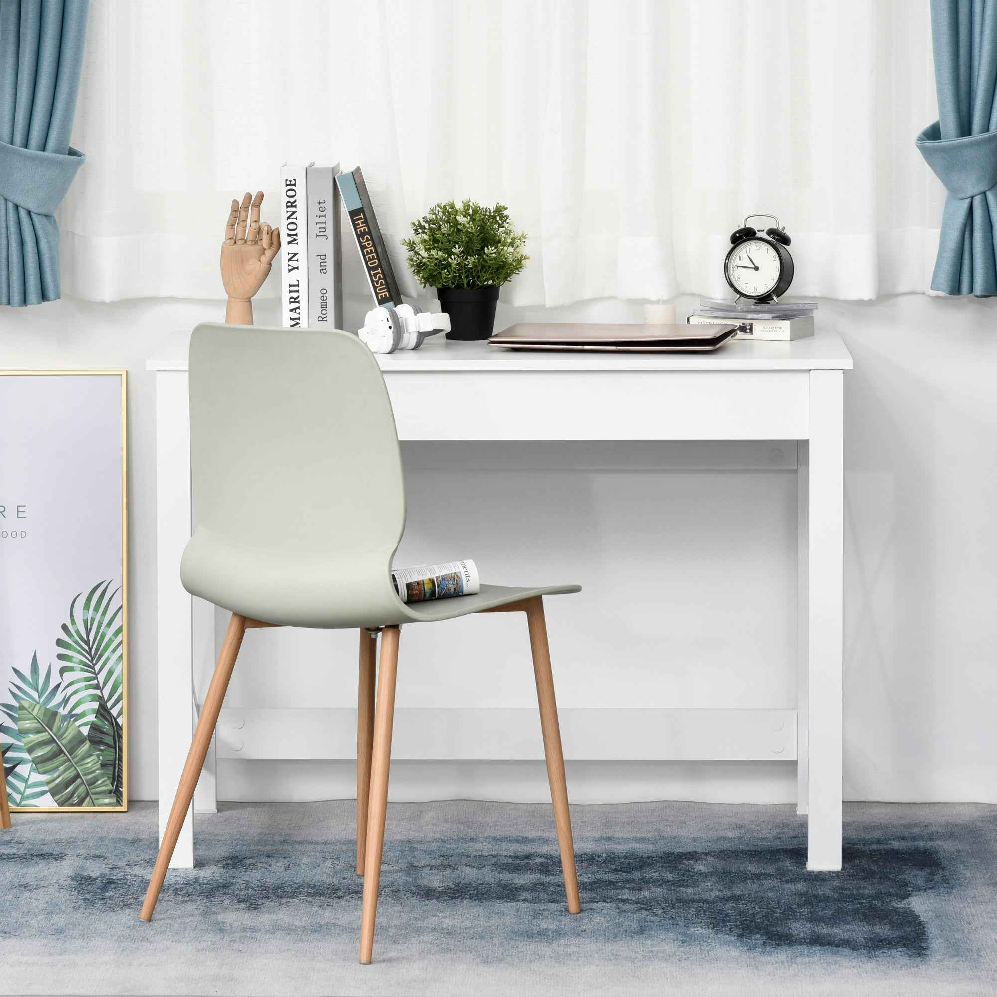 HOMCOM Modern and Minimalist PC Desk in Wood and Steel, 105x50x76 cm, White