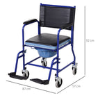 Bathroom Wheelchair with Removable Toilet Seat in Iron Pipe and PVC 87 x 57 x 92cm